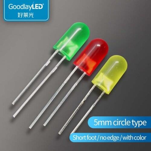 LED light-emitting diode F5 / 5mm Round Head short leg without edge band color white light red blue green yellow