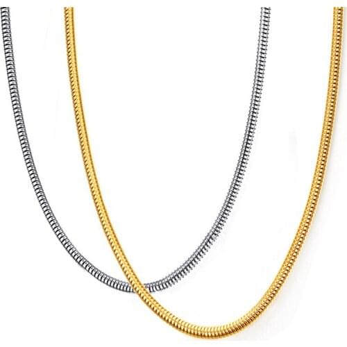 TJP 3.0mm snake chain 24 inches silver/gold color Stainless Steel Snake Chain Pendant Necklace Jewelry