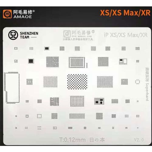 AMAOE Stencil For iPhone XS XAMAX XR Motherboard IC Chips CPU NAND BGA Reballing Stencil Tin Planting Net Welding Template