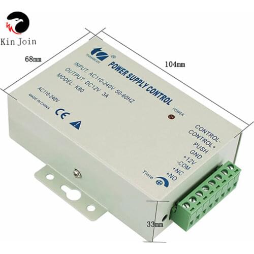 Access Control Power Supplier Transformer DC 12V 3A Door system Switch AC 110~240V Delay time max 15s High Quality Control