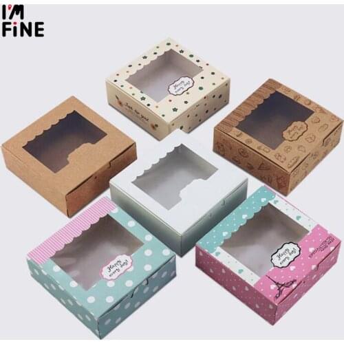 3 sizes 20pcs Kraft paper window cake Box Packing Gift Box Candy/Biscuit/Soap/Cookie/Cupcake Display packaging Box white