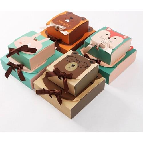 High end cute animal pattern foldable cardboard gift box for scarf t-shirt and socks