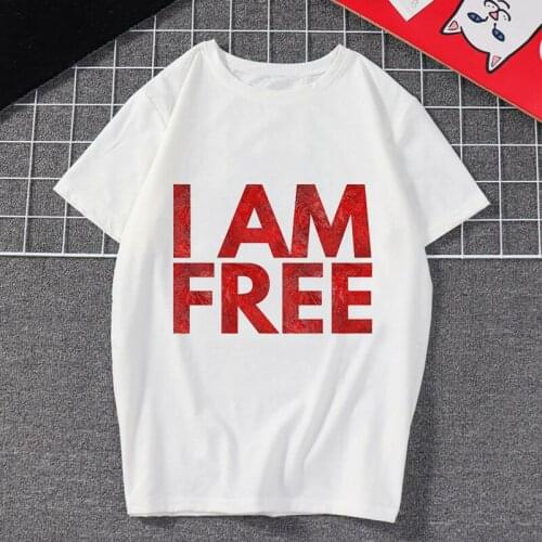 I am cool T-shirt font printing female T-shirt Harajuku cartoon street personality I am free female graphic T-shirt