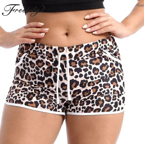 Womens Fashion Summer Leopard Beach Shorts Casual Short Pants Stretch Leggings Pajama Pants