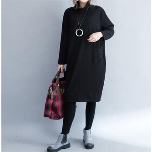 2020 Women Autumn Winter Long Sweatshirts New Fashion Tutleneck Pullovers Black Casual Slim Plus Size 5XL Female Solid Clothing