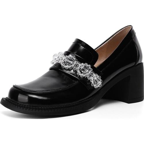 Spring Autumn Women Pumps Shoes High Heels Round Toe Mary Janes Fashion Elegant Black Patent Leather High Quality Shoes WomenB2