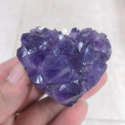 1pc Natural Crystals Quartz Amethyst Heart Shape Energy Reiki Stones Room Home Office Aquarium Decoration Accessories Gemstone