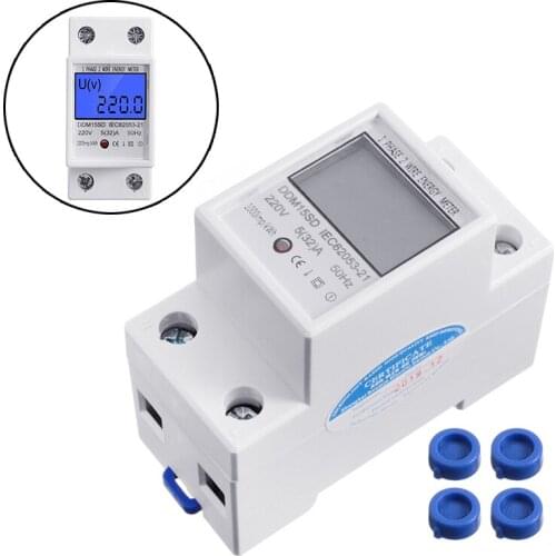 1Pc Energy Meter KWH-Watt Electric Meter 1 Phase Approved Energy Consumption Meter Smart Meter For DIN rail 5 (32) A 230V