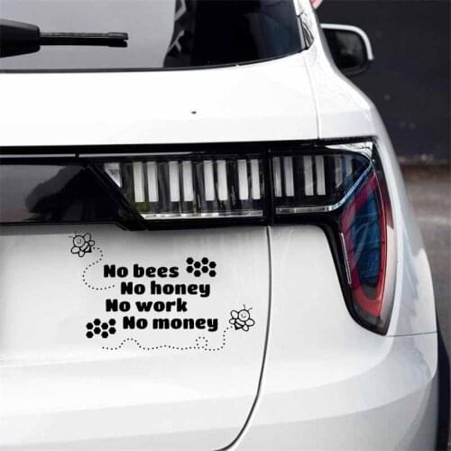 18.2CM*11.6CM Beekeeper Bees Honey Beekeeping Car Sticker No Bees No Honey Cute Vinyl Decal Black/Silver C19-0075