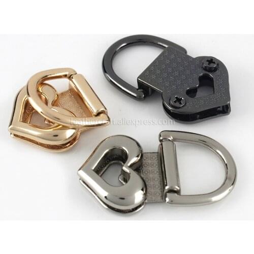 2pcs Metal Bag Side Anchor Gusset Hanger Clamps Heart Shape Bag Side Edge Anchor Link Hardware with D Rings for Bag Purse