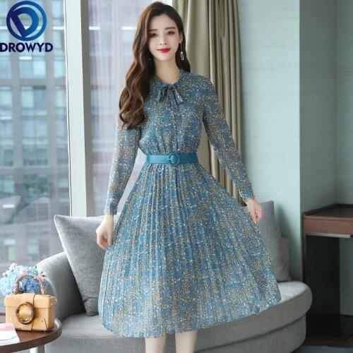 2021 Autumn Winter Vintage Chiffon Floral Midi Dress Plus Size Maxi Boho Dresses Elegant Women Party Long Sleeve Dress Vestidos