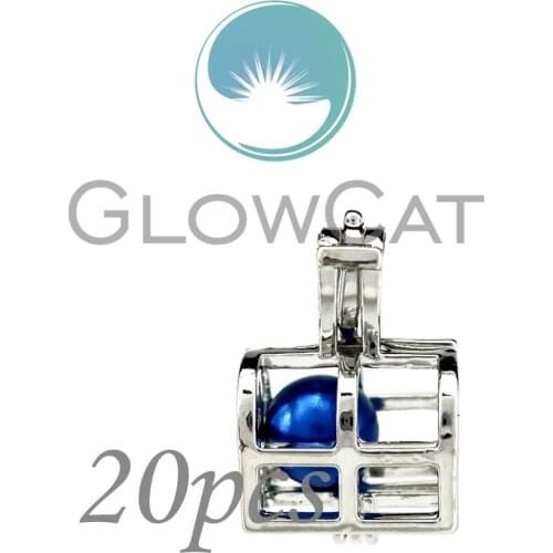 20x KK816 Copper Box Shape Beads Cage Jewelry Making Perfume Diffuser Aroma Oyster Pearl Cage Locket Pendant