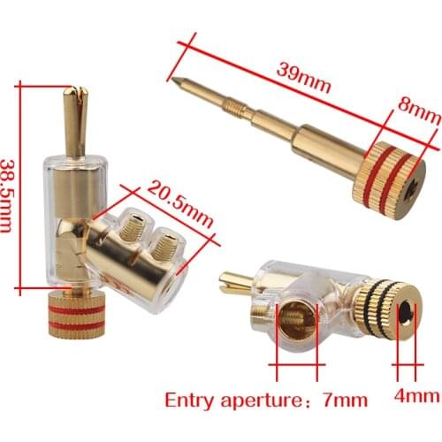 4Pcs HiFi Speaker Banana Lock Connector Gold Plated Banana Plug Rhodium Plated Audio Adapter
