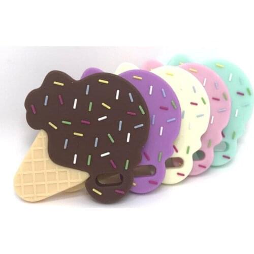 5 PCS Ice Cream Lovely Silicone Pendant Cute Baby Toys Teething Chewable BPA Free Pendant Nursing Necklace Baby Soft Pendant Toy