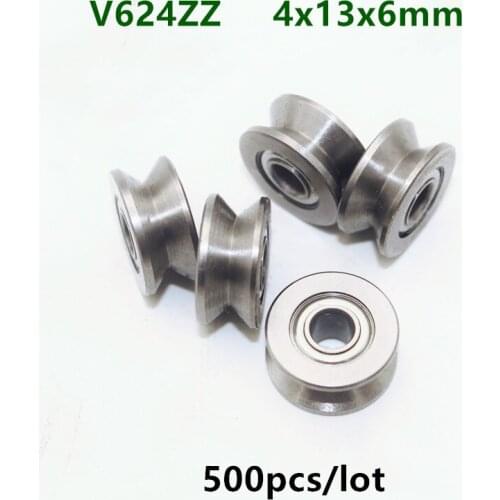 500pcs V624ZZ 624VV V groove track roller bearings 4x13x6 mm pulley guide roller wheel bearing V624 4mm * 13mm * 6mm
