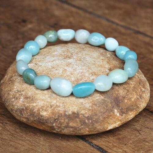 8-10MM irregular Amazonite Stone Beaded String Bracelet Women Couple Friendship Bracelet Handmade DIYJewelry