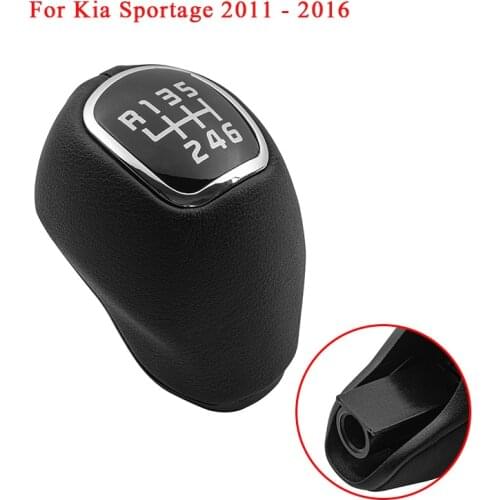 Car Leather Manual Stick Gear Shift Knob Lever Shifter 6 Speed For Kia Sportage 2011 2012 2013 2014 2015 Rio 3 5 2013 2014 2016
