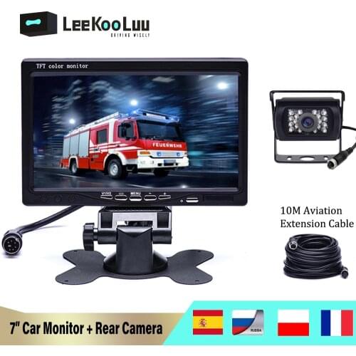 LeeKooLuu Wireless 7" HD LCD Vehicle Backup Rear View Camera Monitor+Ir Night Vision Rearview Backup Camera for RV Truck