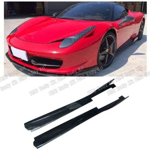 Real Carbon Fiber Side Skirts For Ferrari 458 2011-2014 FRP Door Bumper Extension Lip Aprons Spoiler Exterior Accessories