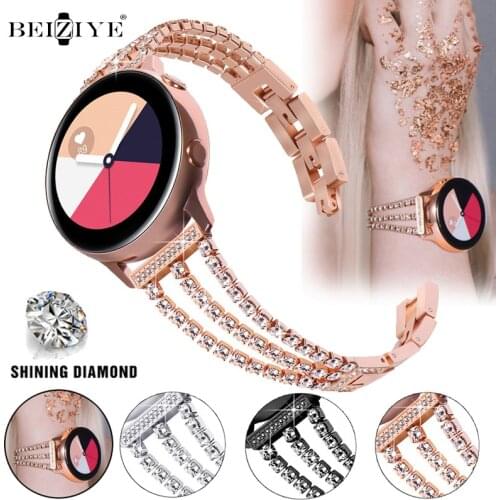 20 22MM Diamond band for Samsung galaxy watch 3 band active 2 40mm 44mm Bracelet Strap Huawei GT2e Straps Galaxy Watch 46mm 42mm