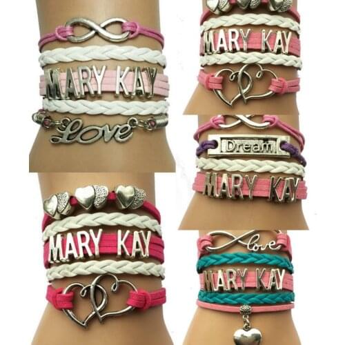 May Kay Bracelets Jewelry Multilayer Leather Wrap Charm Infinity Heart Love Womens Fashion