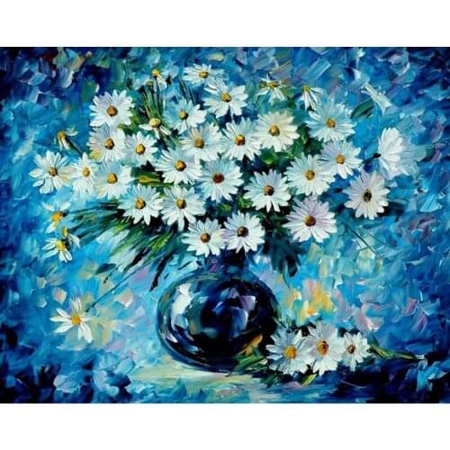 DIY Digital Painting By Numbers chrysanthemum oil painting mural Kits Coloring Wall Art Picture Gift frameless