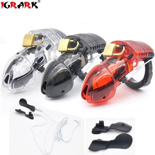 Electro Shock Chastity Cage Penis Sleeve Bird Lock CBT Male Chastity Device Adjustable Ring Cock Cages Sex Toys For Men cb6000s