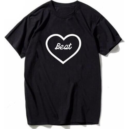 Cute Heart Printed T Shirt Lover T-shirts Best Friend Forever Tee Shirt Women Harajuku Casual Tops Female T-shirt Tees