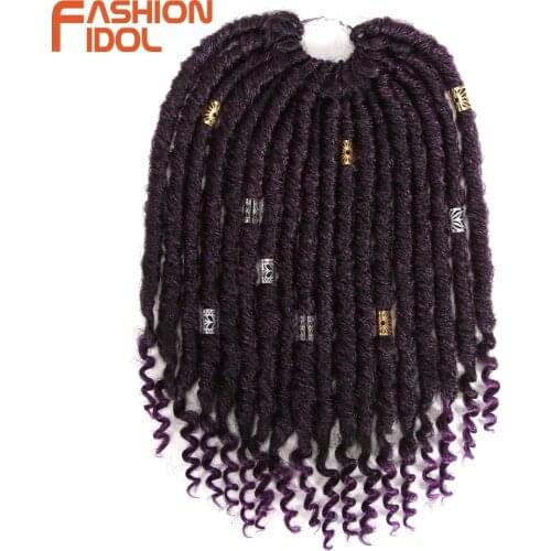FASHION IDOL 12inch Faux Locs Crochet Braids Goddess Hair Ombre Purple Blue Soft Natural Braid Synthetic Braiding Hair Extension