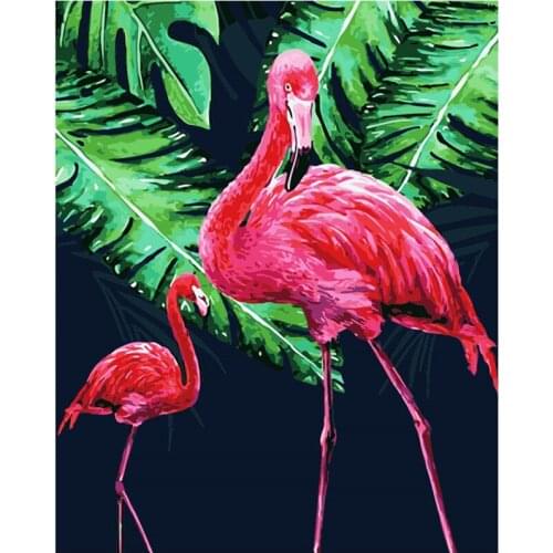 Painting By Numbers DIY Dropshipping 40x50 50x65cm Fireworks Flamingo Animal Canvas Wedding Decoration Art picture Gift