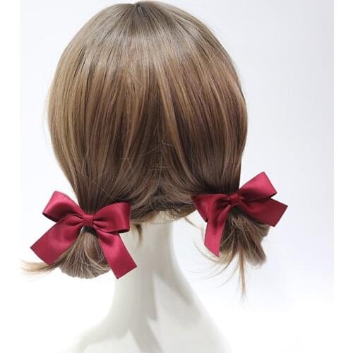 Kc hair accessories Japanese red bow headband Lolita headdress Double ponytail a pair of hairpins Mori fairy headwear new side