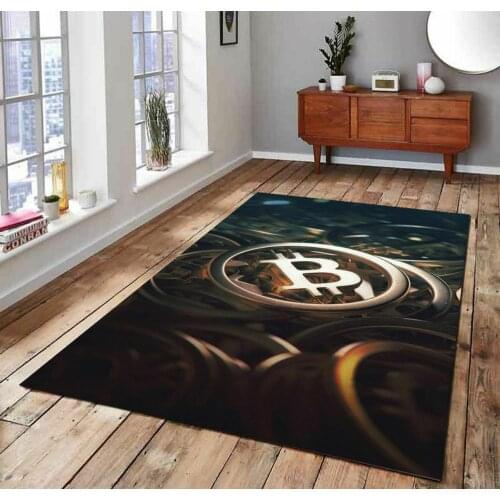 Bitcoin 3 Patterned Carpet ,Non Slip Floor Carpet,Teens Carpet,Turkish Rug