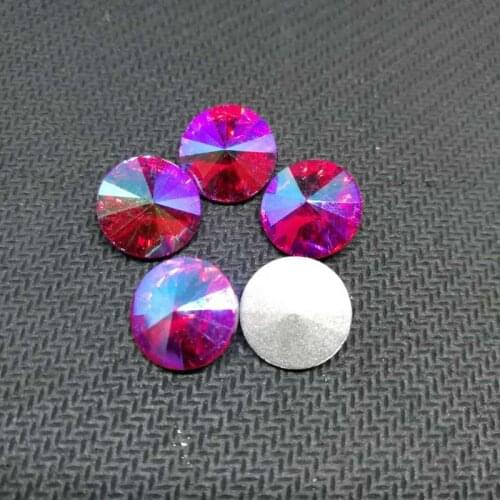 Red AB Satellite Round Crystal Glass Sewing Rhinestones Pointback DIY Wedding Dress and Bag 8mm 10mm 12mm 14mm