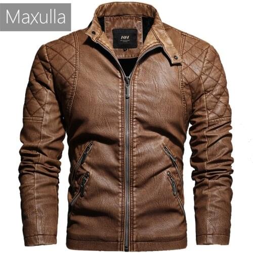 Maxulla Mens PU Leather Jacket Fashion Men Faux Leather Coats Causal Men Slim Fit Biker Coats Motorcycle Jackets Clothing 4XL