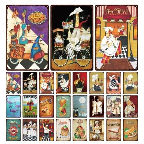 Sandwich/burger/spaghetti Metal Tin Sign Retro Creative Characteristic Plaque Vintage Decoration Shop Bar Club Wall Art Poster