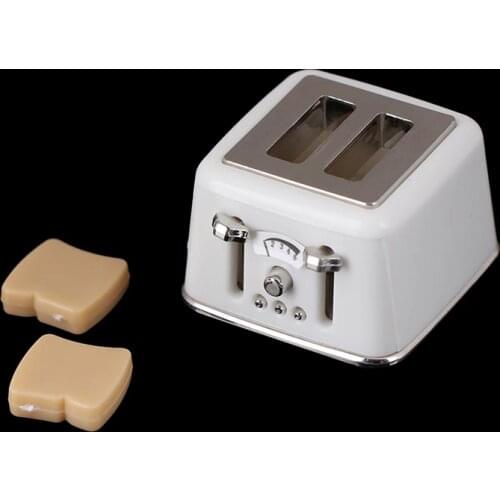 1/12 Scale Dollhouse Bread Machine With Toast Miniature Dollhouse Mini Accessories Cute Decorations Toaster
