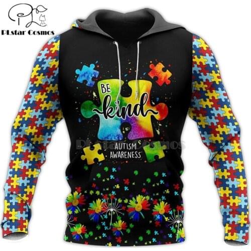 PLstar Cosmos Fashion Men hoodies Autism Its OK To Be Different 3D Print hooded Sweatshirt Unisex Casual Hoodies Pullover-3