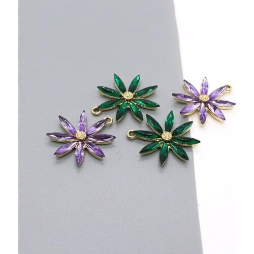5pcs Trendy Imitation Crystal Flower Earring Charms Resin Pendants For Earring Necklace Keychains Diy Accessory Mix Jewelry Make
