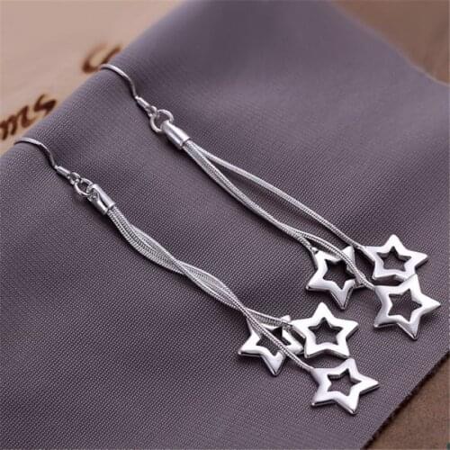 Fashion jewelry beautiful star silver color earrings super affordable hot selling holiday gift