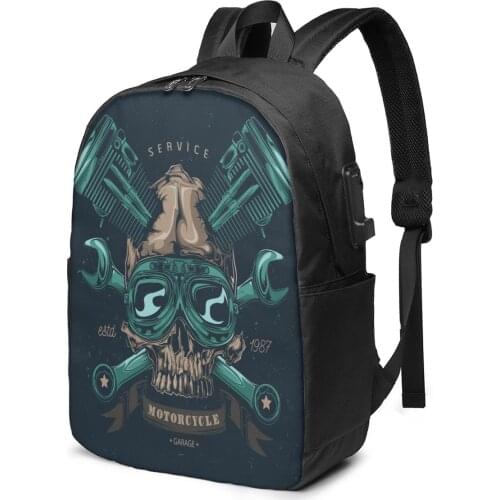 Fashion Backpack Mechanic Skull Student School Bag For Boy Girl Teenager USB Charge Computer Laptop Back Pack
