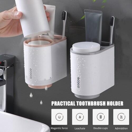 Ecoco Wall Mount Toothbrush Rack Automatic Toothpaste SqueezersToothbrush Holder Toothpaste Holder Toothpaste Dispenser
