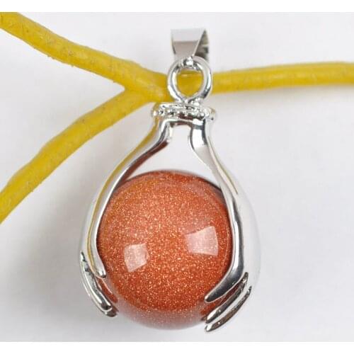 Natural Golden Sandstone Round Bead GEM Pendant Jewelry For Gift S341