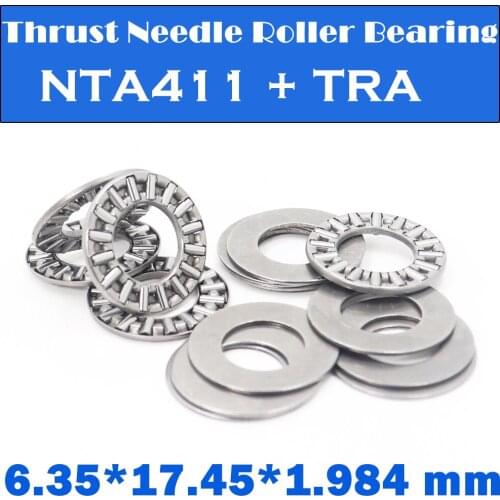 NTA411 + TRA Inch Thrust Needle Roller Bearing With Two TRA411 Washers 6.35*17.45*1.984mm 5Pcs TC411 NTA 411 Bearings