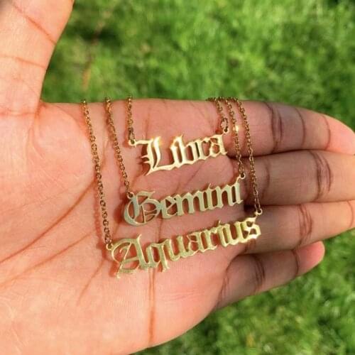 Virgo Gemini Zodiac Necklace 12 Horoscope Zodiac Sign Gold Pendant Necklaces Aries Leo Zodiac Jewelry Kids Christmas Gifts