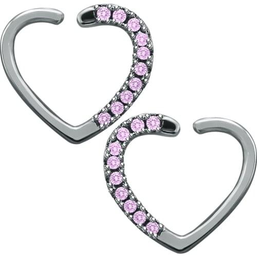 Heart Crystal Clip Earrings Helix Ear Piercings For Women Girls Ear Clips Jewelry Ear Stud Tragus Cartilage Piercing 16 Gauge