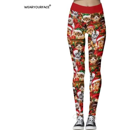 Christmas Cute Cats Snow Man 3D All Over Print Sex Gym Legging Streetwear Fitness Elastic Women Girls Clothing