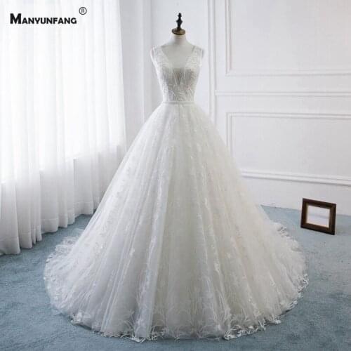 Sexy Deep V-Neck Backless Wedding Dress Vestido De Noiva 2021 Hot Sale Sleeveless Court Train Embroidery Appliques Bridal Gown