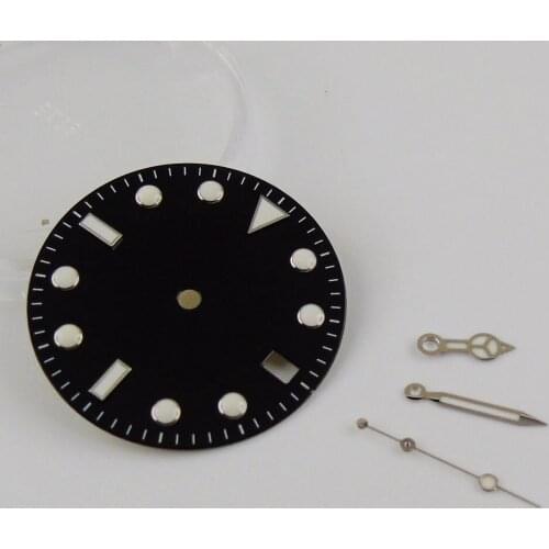Sterile Black Men Watch Dial Date Window Fit NH35 Movement Watch Hands