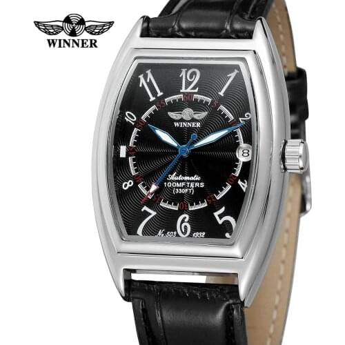 T-winner Men Mechanical Wristwatches Luxury Top Brand Mens Wristwatch Leather Band Skeleton Automatic Watches Gifts 2019 New
