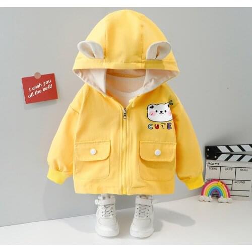 Spring Autumn Outfits Girls Boys Kids Coats Jackets Children Baby Infants Long Sleeve Hooded Outwear Cardigan Пальто S12816